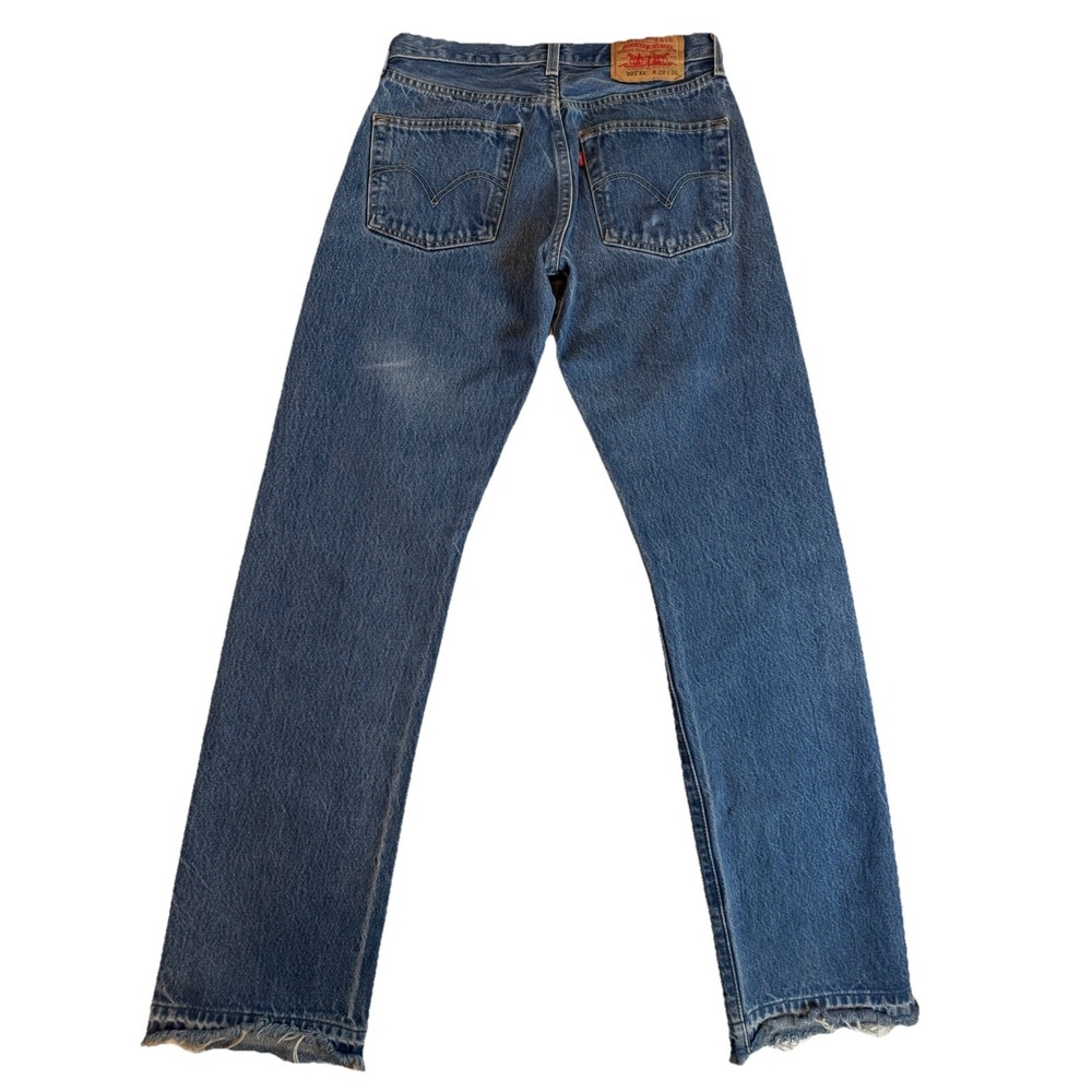 Levis 501xx Y2K Vintage Jean Sz 29x36 Womens Medium Wash Blue Long Boho Western - Picture 5 of 11